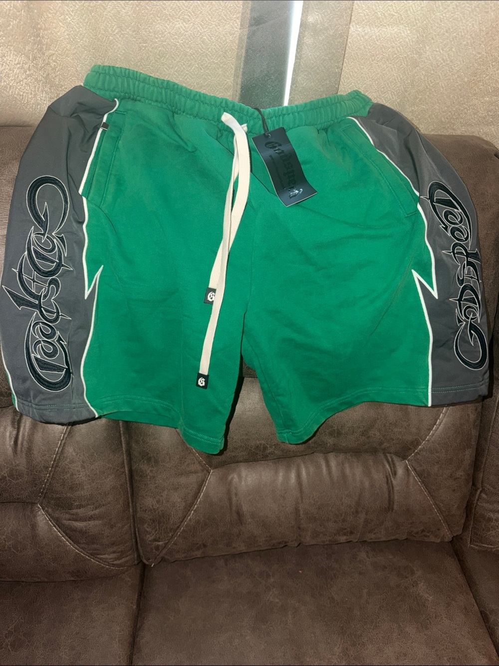 Men's Green Athletic Drawstring Shorts